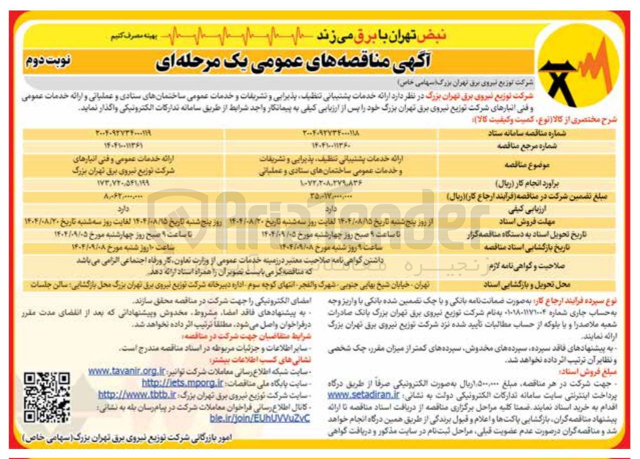 تصویر کوچک آگهی ارائه خدمات پشتیبانی تنظیف پذیرایی و تشریفات 
