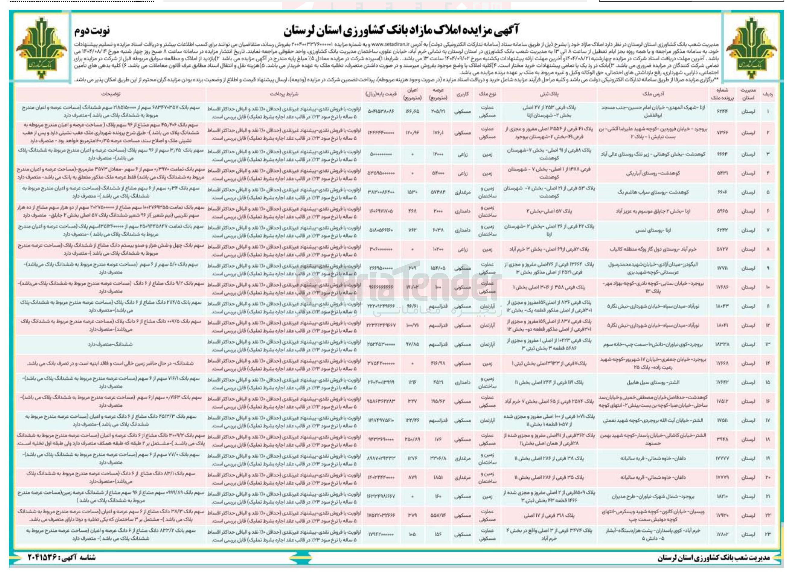 تصویر کوچک آگهی فروش املاک در 23 ردیف با کاربری مسکونی - دامداری - مرغداری - زراعی
