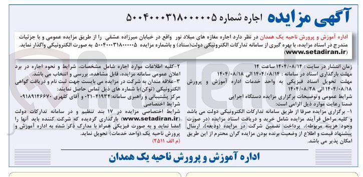 تصویر کوچک آگهی  اجاره مغازه های میلاد نور