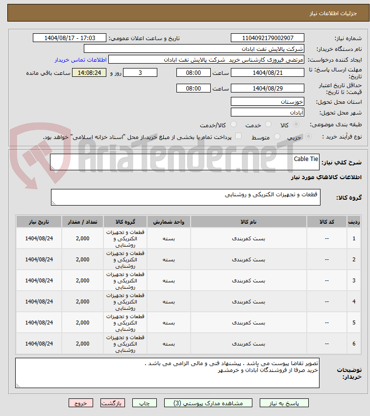تصویر کوچک آگهی Cable Tie