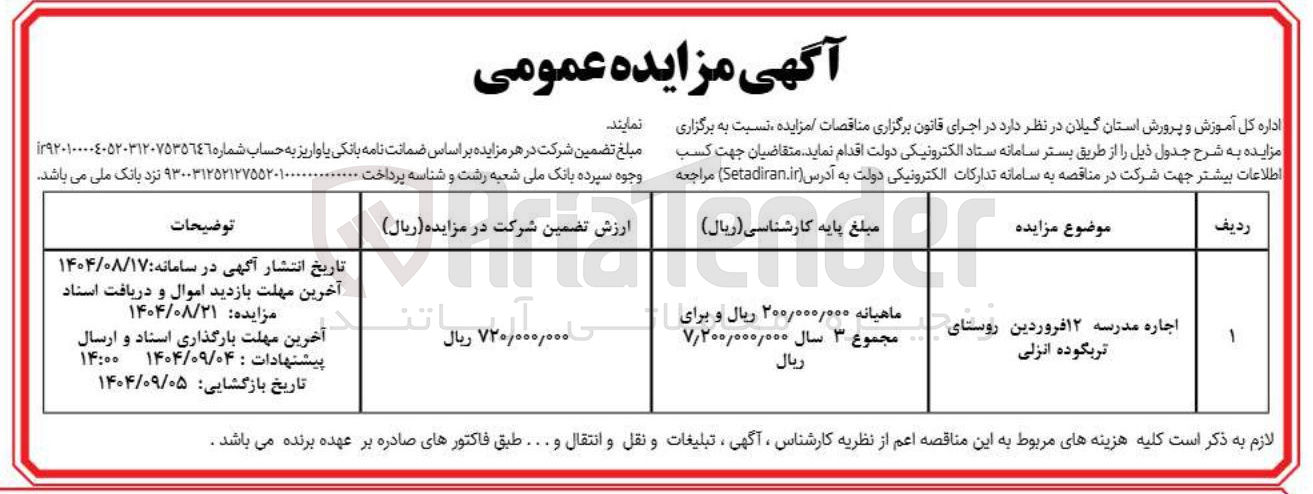 تصویر کوچک آگهی اجاره مدرسه