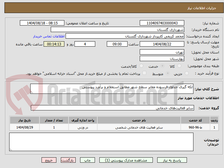 تصویر کوچک آگهی لکه گیری جداول فرسوده معابر سطح شهر مطابق استعلام و برآورد پیوستی