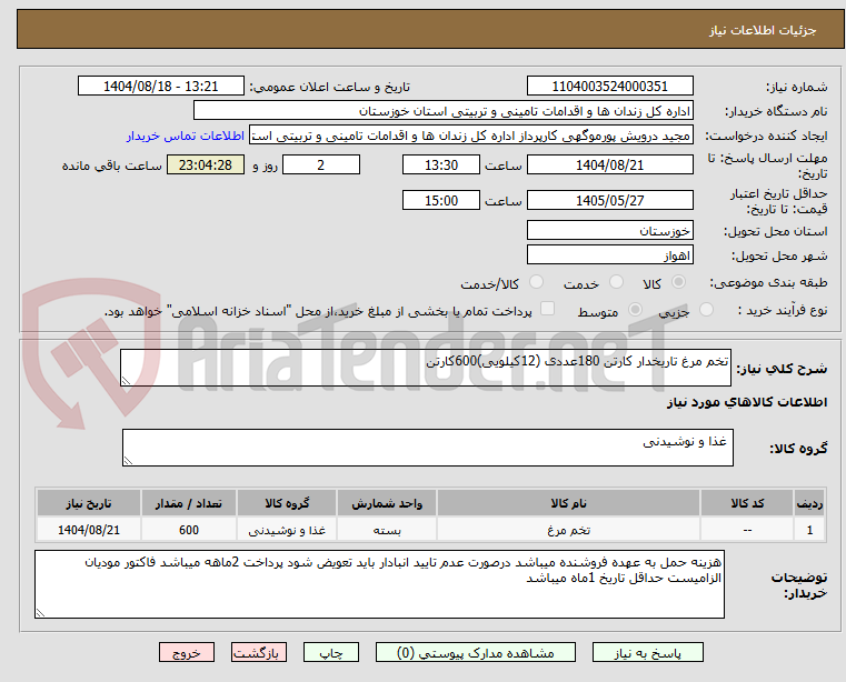 تصویر کوچک آگهی تخم مرغ تاریخدار کارتن 180عددی (12کیلویی)600کارتن