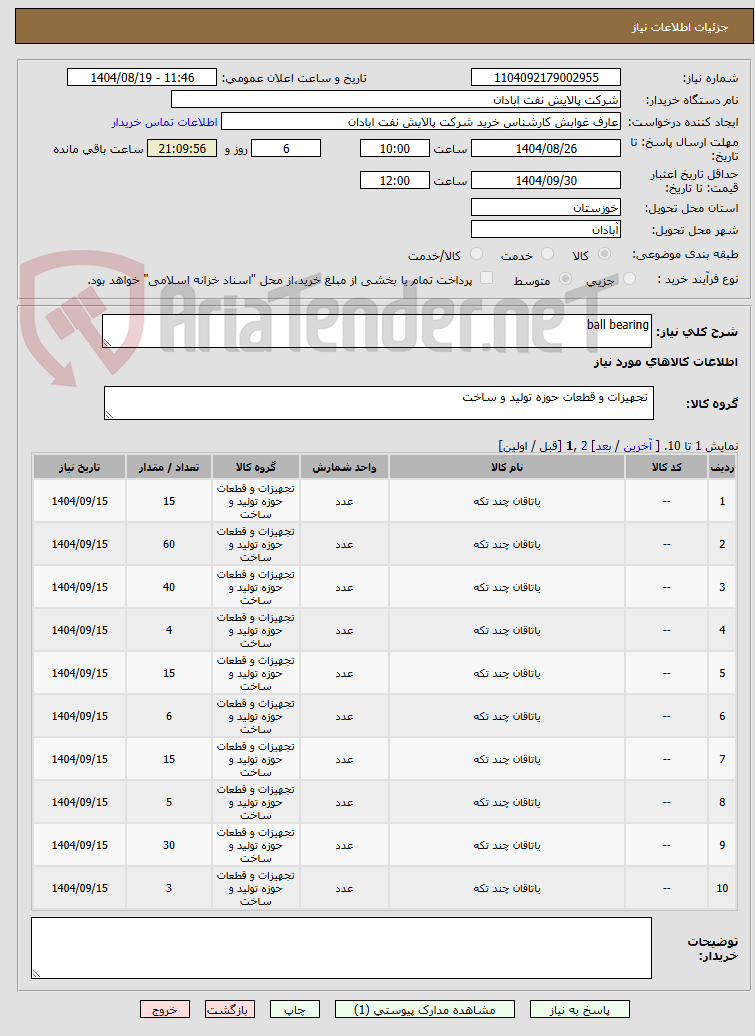 تصویر کوچک آگهی ball bearing 