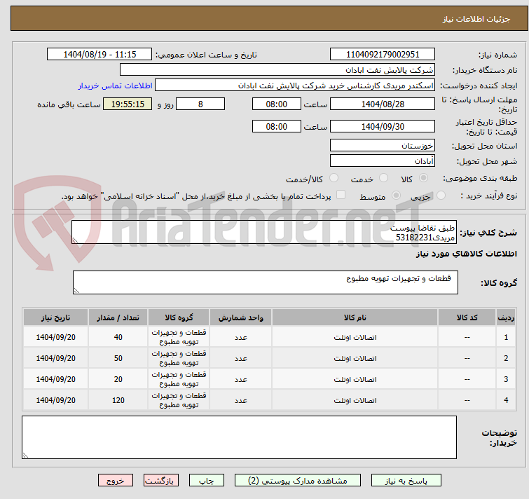 تصویر کوچک آگهی طبق تقاضا پیوست
مریدی53182231