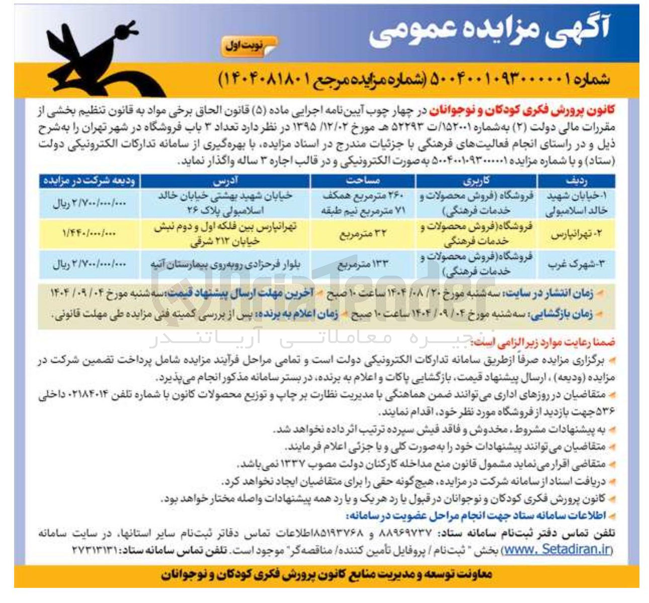 تصویر کوچک آگهی تعداد ۳ باب فروشگاه
