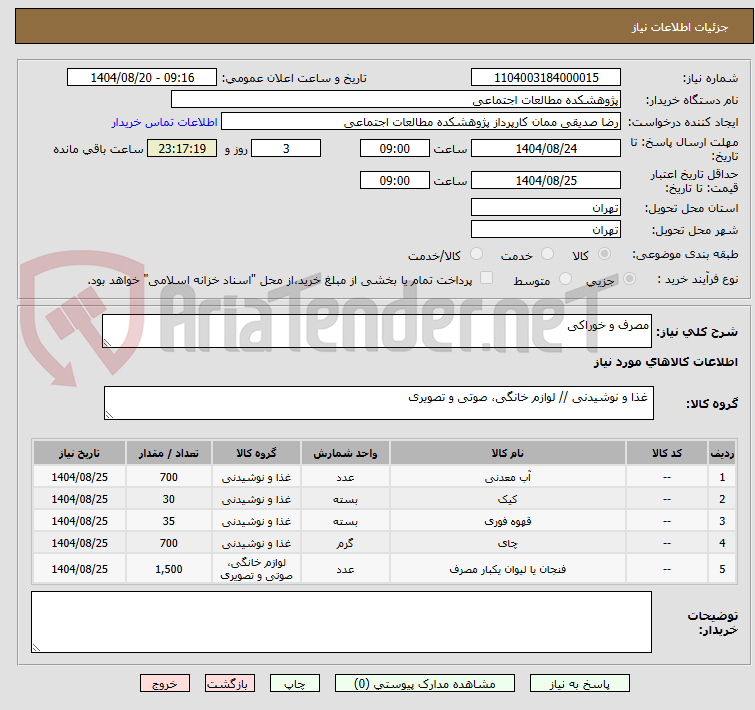 تصویر کوچک آگهی مصرف و خوراکی