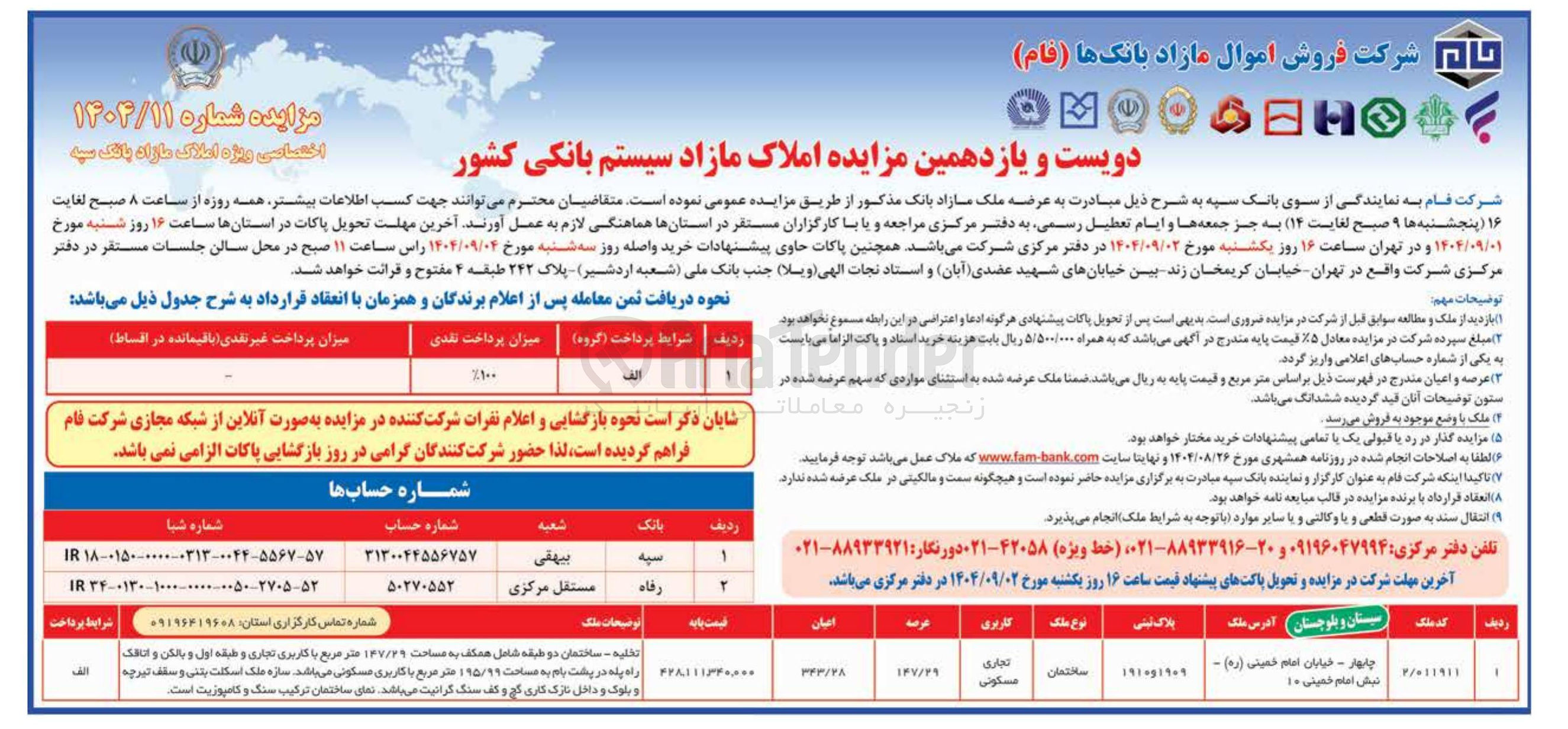 تصویر کوچک آگهی عرضه ملک با کاربری تجاری مسکونی