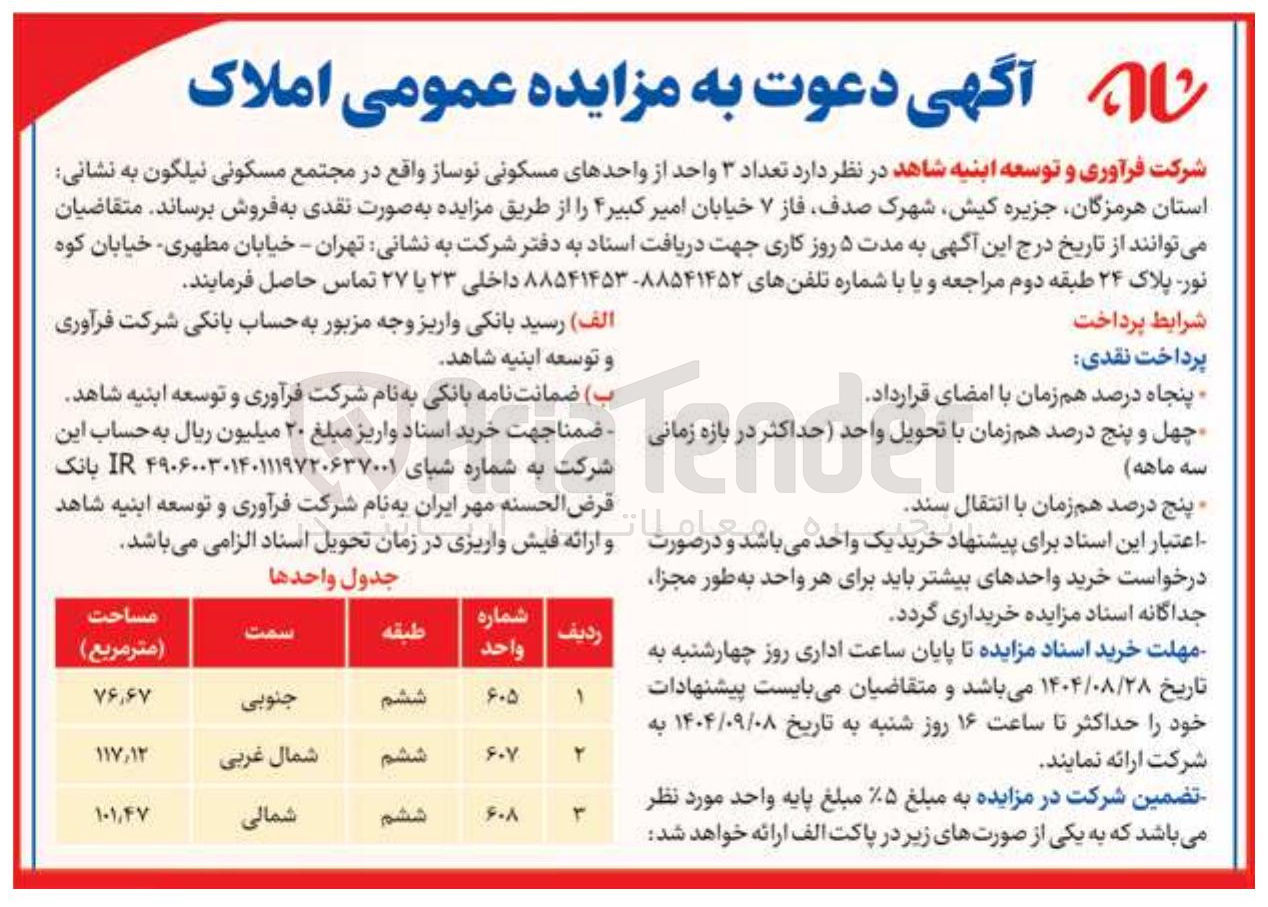 تصویر کوچک آگهی فروش تعداد ۳ واحد از واحدهای مسکونی نوساز 