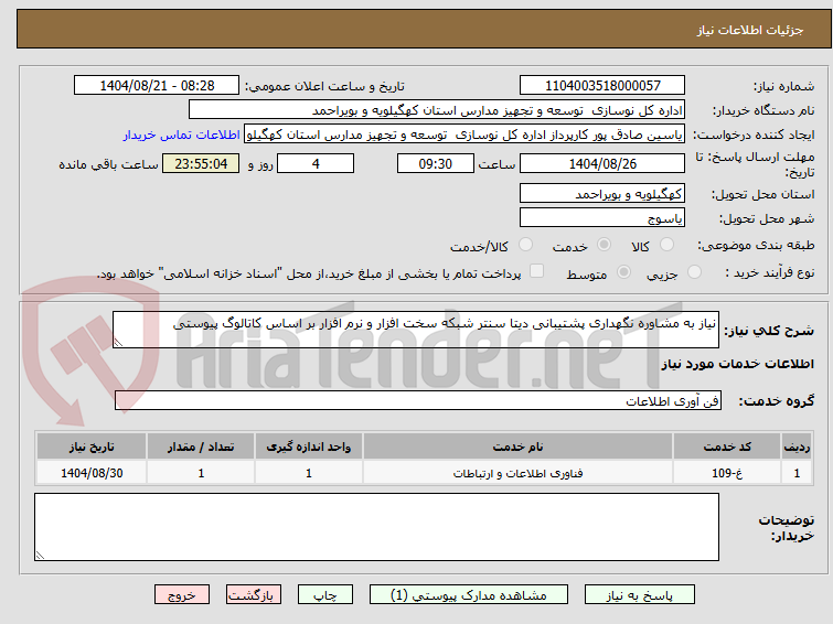 تصویر کوچک آگهی نیاز به مشاوره نگهداری پشتیبانی دیتا سنتر شبکه سخت افزار و نرم افزار بر اساس کاتالوگ پیوستی