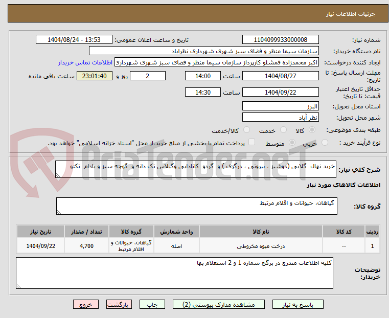 تصویر کوچک آگهی خرید نهال  گلابی (دوشیز ، بیروتی ، درگزی ) و  گردو  کانادایی وگیلاس تک دانه و  گوجه سبز و بادام  تکنو 