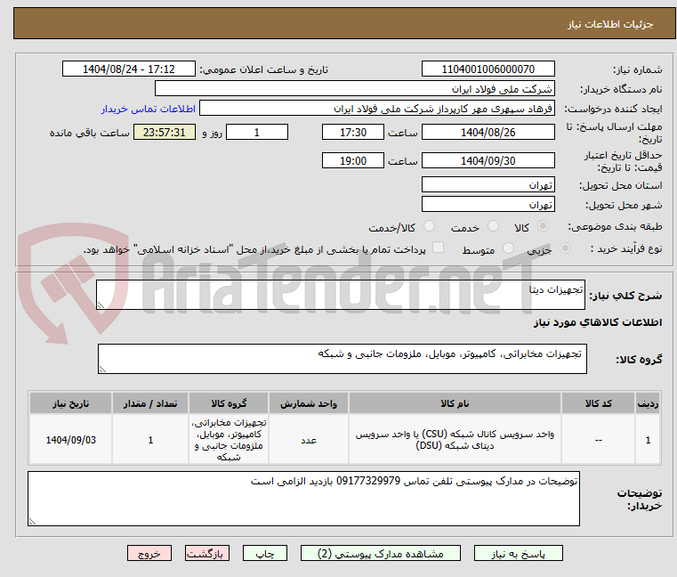 تصویر کوچک آگهی تجهیزات دیتا