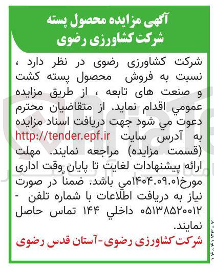 تصویر کوچک آگهی  فروش محصول پسته کشت و صنعت های تابعه