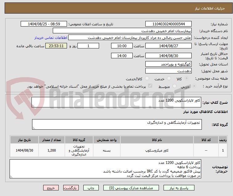 تصویر کوچک آگهی کاور لاپاراسکوپی 1200 عدد