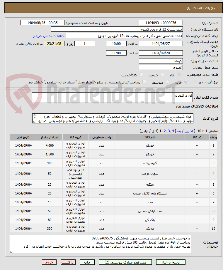 تصویر کوچک آگهی لوازم التحریر