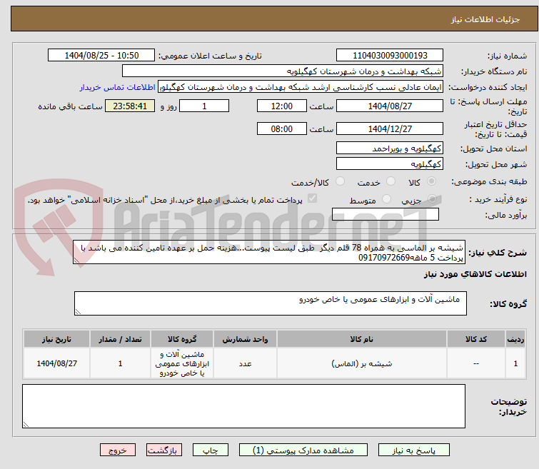 تصویر کوچک آگهی شیشه بر الماسی به همراه 78 قلم دیگر  طبق لیست پیوست...هزینه حمل بر عهده تامین کننده می باشد با پرداخت 5 ماهه09170972669