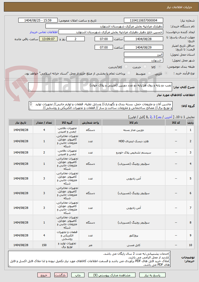 تصویر کوچک آگهی نصب دو پایه و روی هر پایه دو عدد دوربین (امنیتی و پلاک خوان)