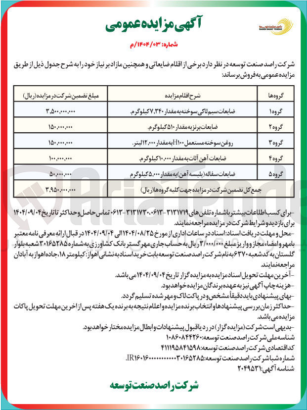 تصویر کوچک آگهی روغن سوخته مستعمل ۱۰۰ به مقدار ۱۲,۰۰۰ لیتر