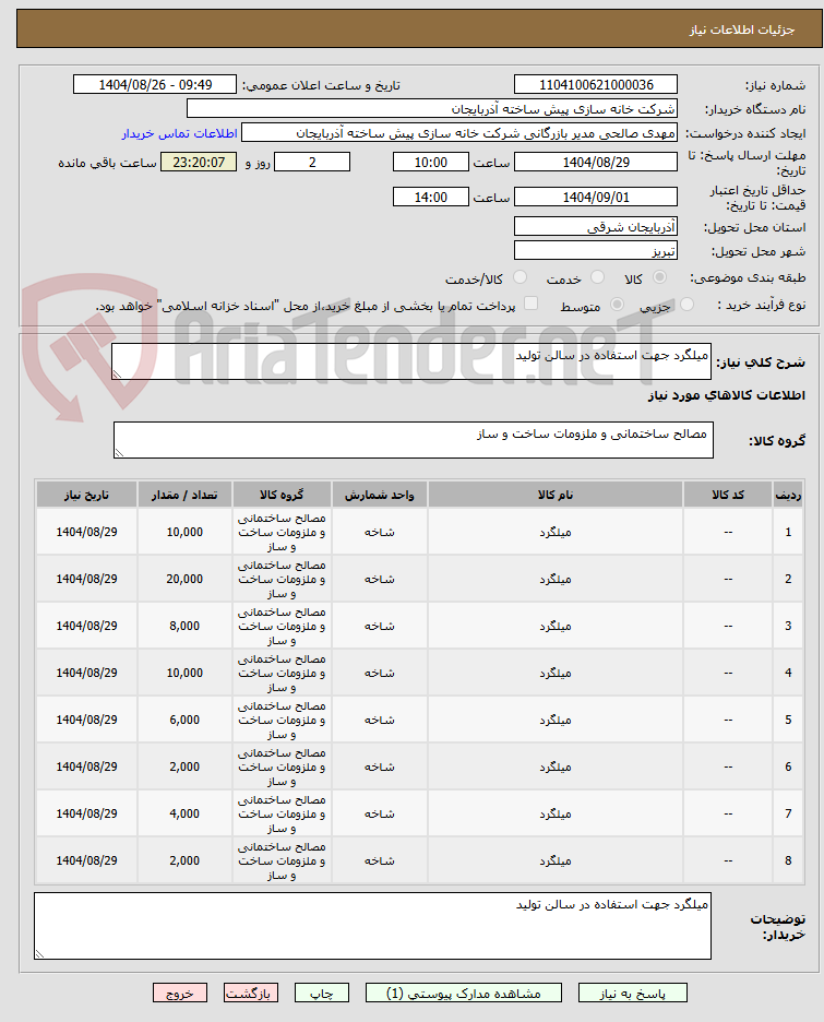 تصویر کوچک آگهی میلگرد جهت استفاده در سالن تولید