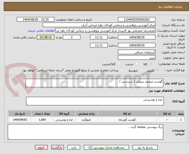 تصویر کوچک آگهی گوشت منجمد برزیلی ( سردست )