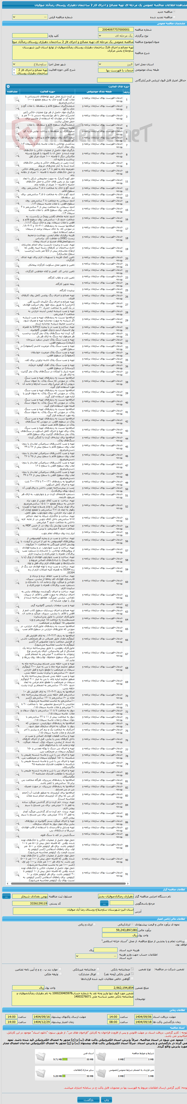 تصویر کوچک آگهی مناقصه عمومی یک مرحله ای تهیه مصالح و اجرای فاز 2 ساختمان دهیاری روستای رضاآباد صوفیان