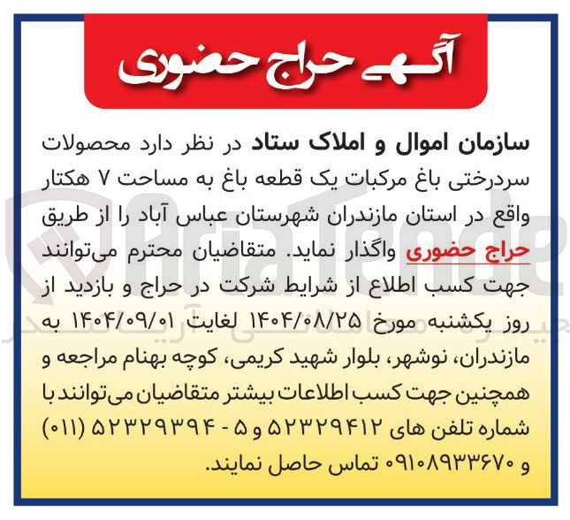 تصویر کوچک آگهی فروش محصولات سردرختی باغ مرکبات یک قطعه باغ به مساحت ۷ هکتار 