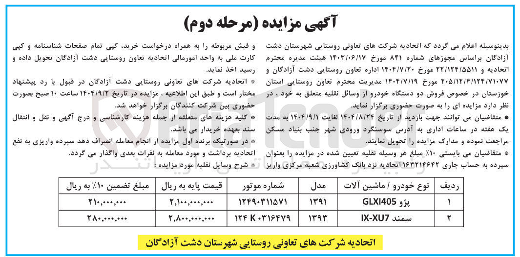 تصویر کوچک آگهی فروش دو دستگاه خودرو