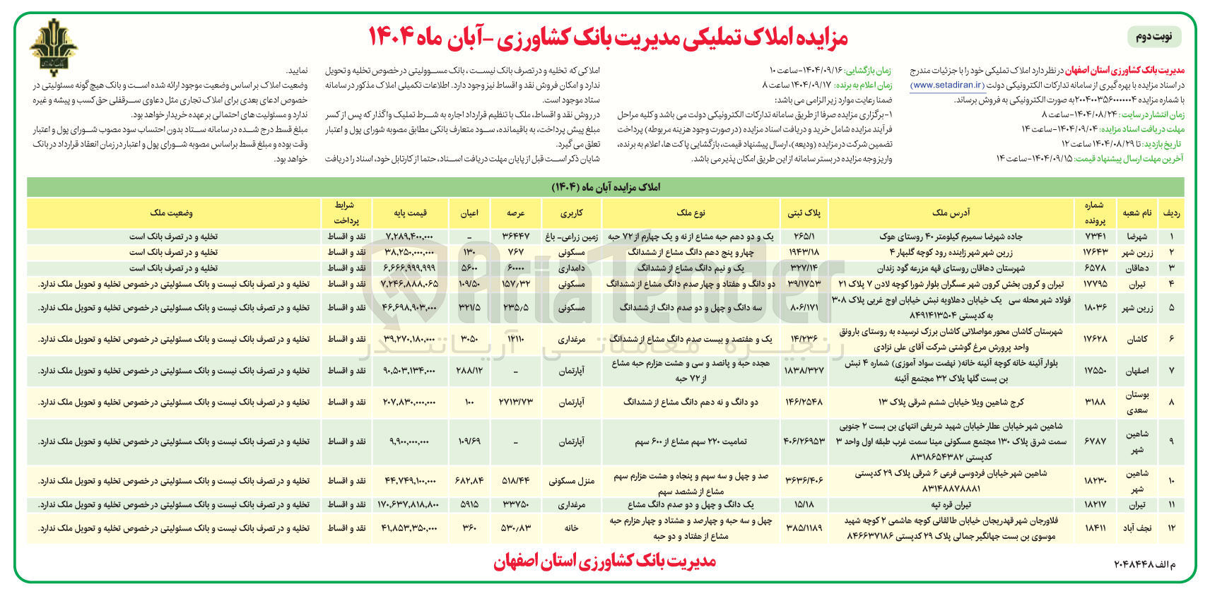 تصویر کوچک آگهی فروش املاک در 12 ردیف با کاربری زراعی - دامداری - مسکونی - مرغداری