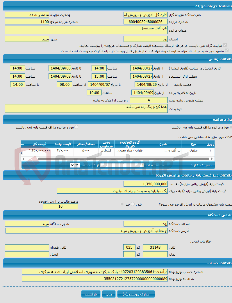 تصویر کوچک آگهی آهن آلات مستعمل