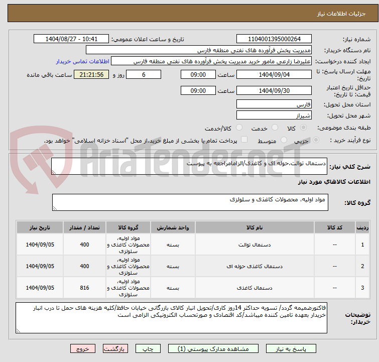 تصویر کوچک آگهی دستمال توالت.حوله ای و کاغذی/الزامامراجعه به پیوست