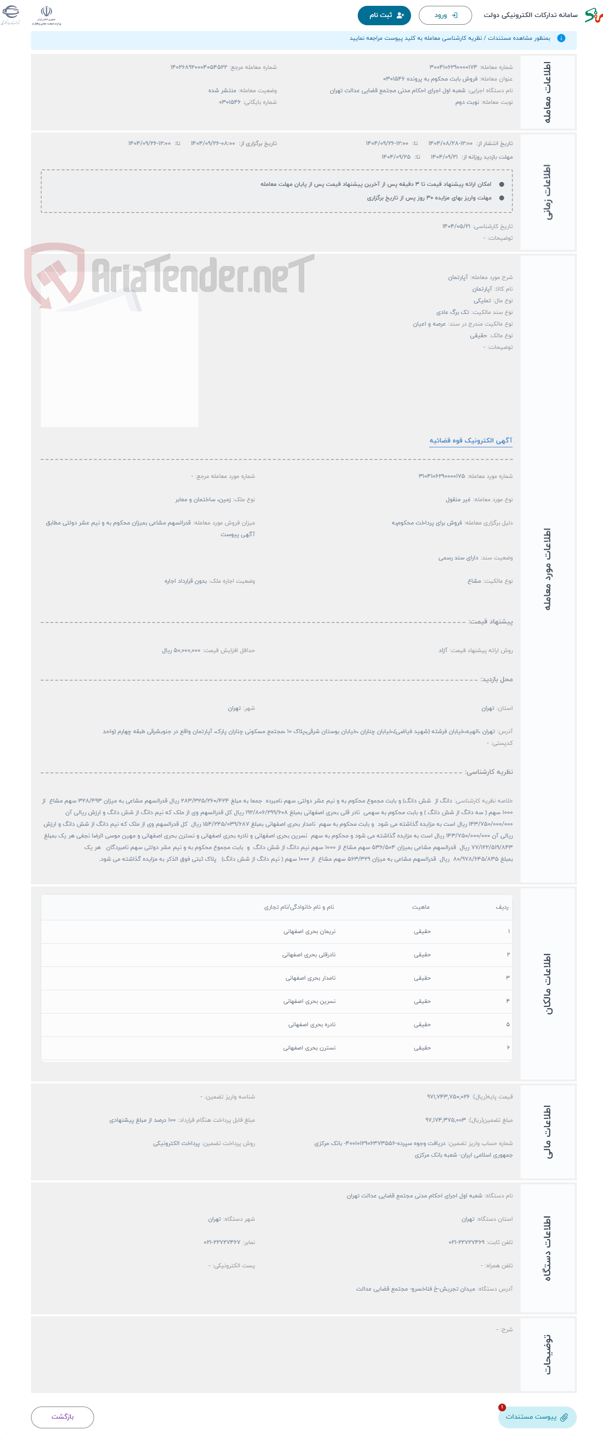تصویر کوچک آگهی حراج آپارتمان