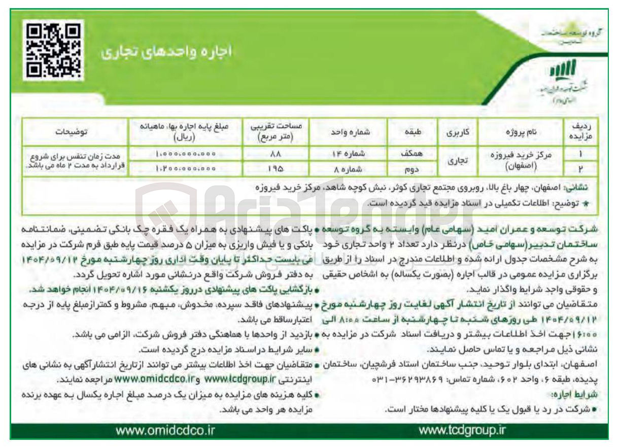 تصویر کوچک آگهی اجاره تعداد ۲ واحد تجاری