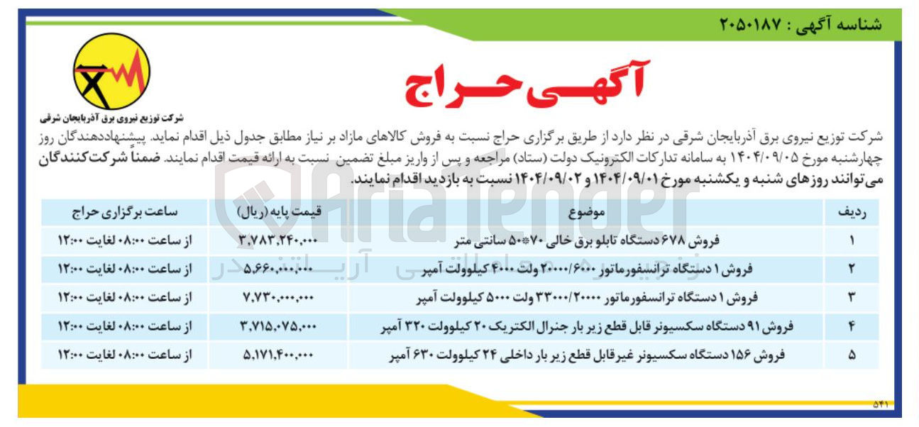 تصویر کوچک آگهی فروش ۱ دستگاه ترانسفورماتور ۲۰۰۰۰/۶۰۰۰ ولت ۴۰۰۰ کیلوولت آمپر