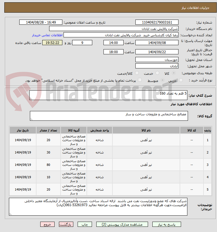تصویر کوچک آگهی 5 قلم به تعداد 160