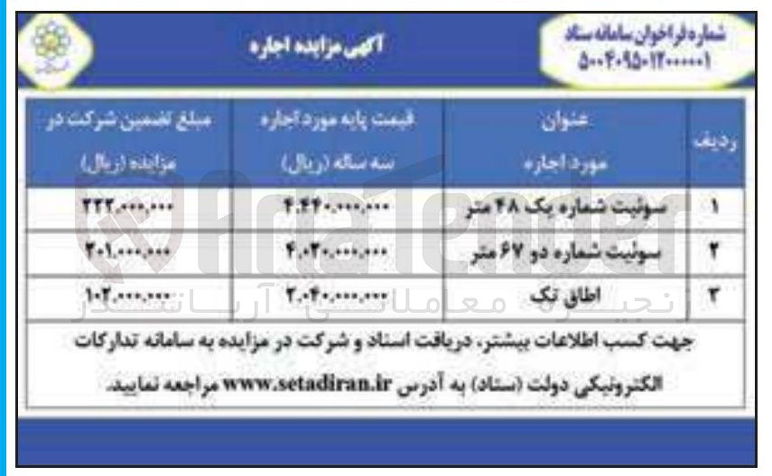 تصویر کوچک آگهی سوئیت شماره یک ۴۸ متر 
