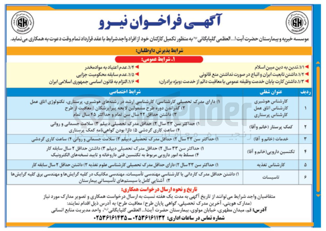 تصویر کوچک آگهی تکمیل کارکنان و تامین نیرو