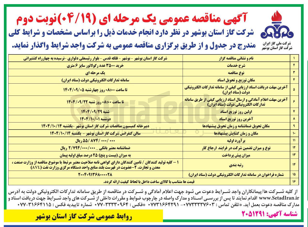 تصویر کوچک آگهی خرید ۳۵۰۰ عدد رگولاتور سایز ۶ متری