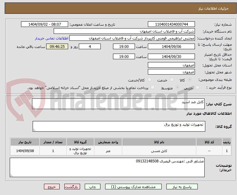 تصویر کوچک آگهی کابل ضد اسید