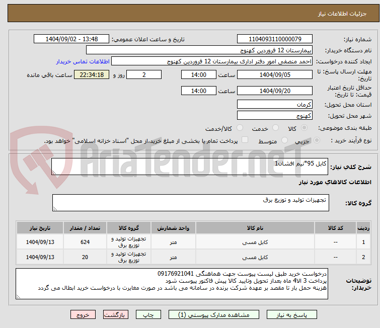 تصویر کوچک آگهی کابل 95*نیم افشان1