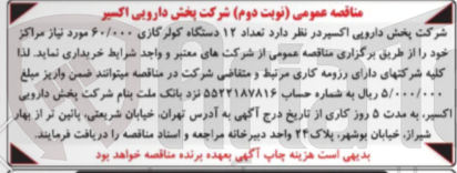 تصویر کوچک آگهی تعداد ۱۲ دستگاه کولرگازی ۶۰/۰۰۰ مورد نیاز