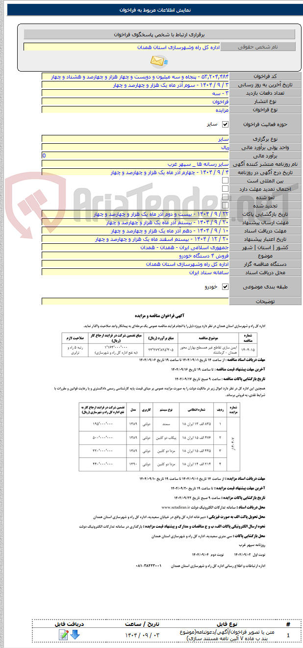 تصویر کوچک آگهی فروش ۴ دستگاه خودرو