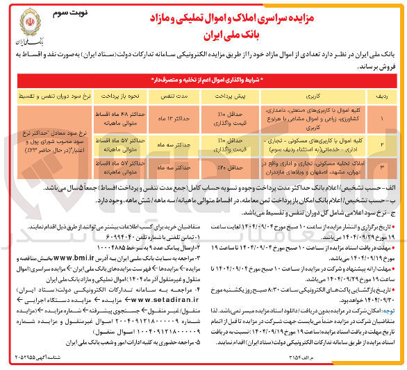 تصویر کوچک آگهی تعدادی از اموال مازاد
