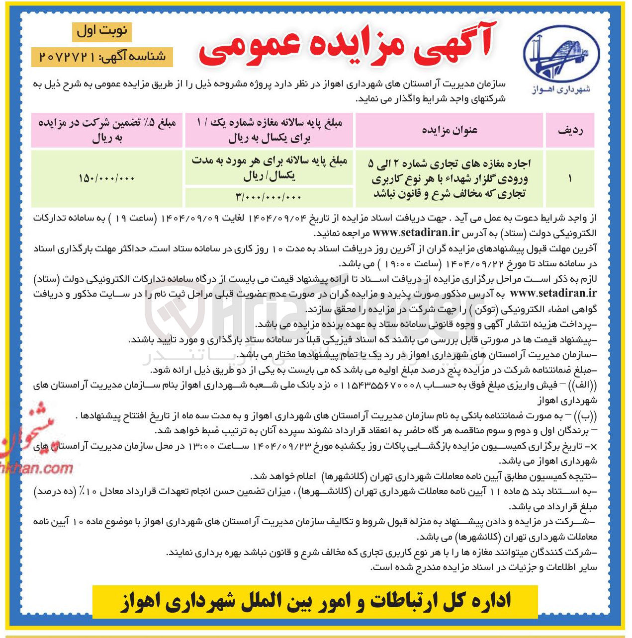 تصویر کوچک آگهی اجاره مغازه های تجاری