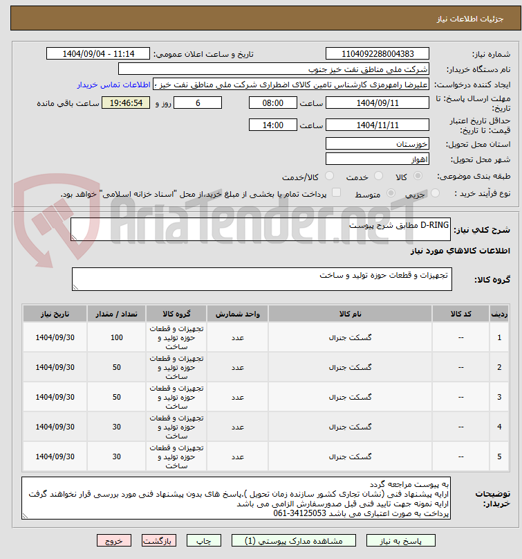 D-RING مطابق شرح پیوست
