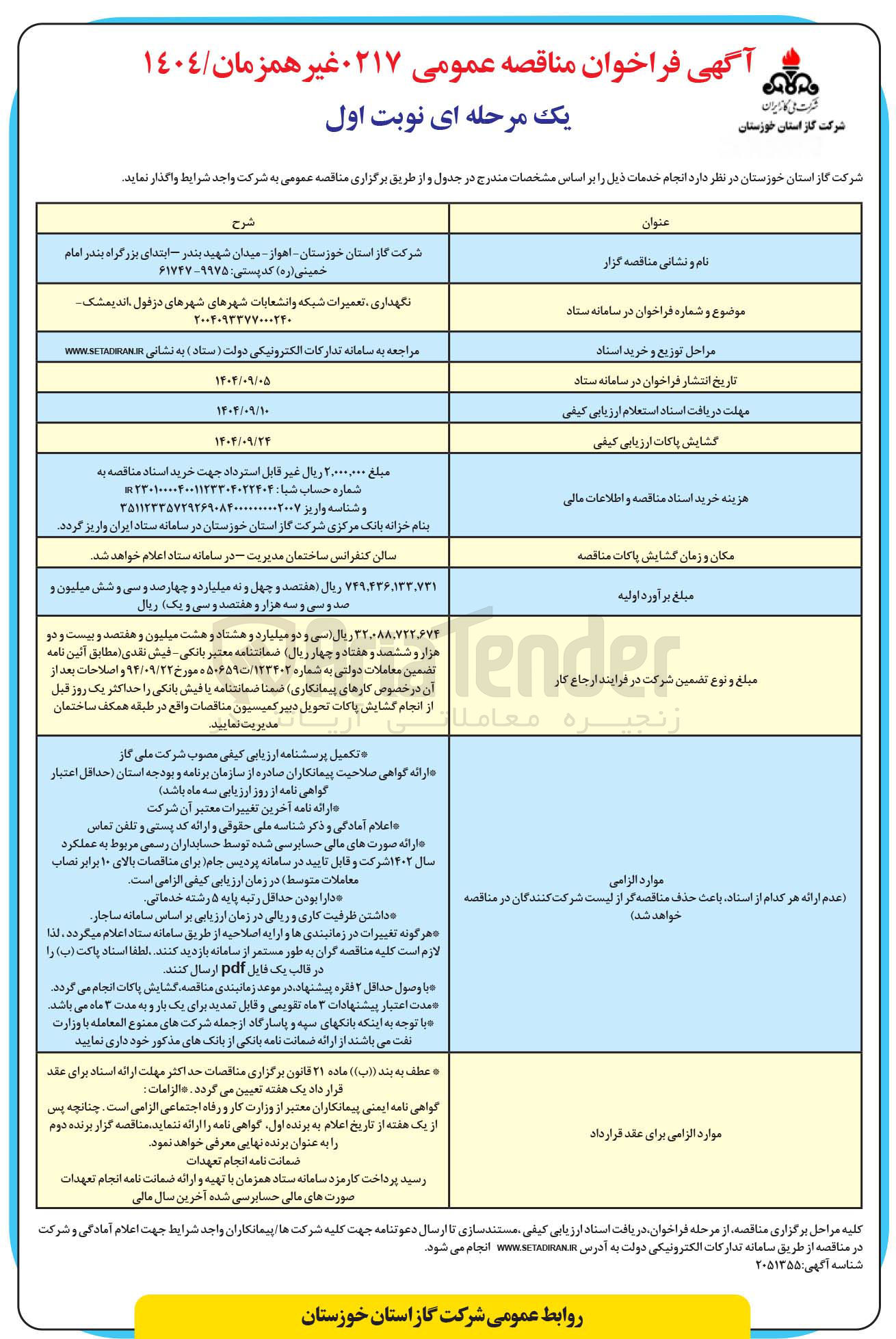 تصویر کوچک آگهی نگهداری تعمیرات شبکه و انشعابات 