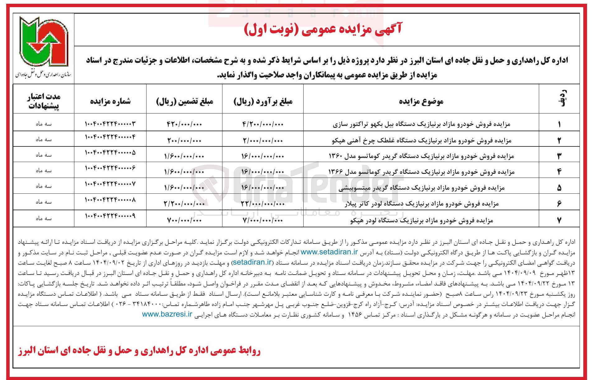تصویر کوچک آگهی  فروش خودرو مازاد بر نیاز یک دستگاه گریدر کوماتسو مدل ۱۳۶۰ 