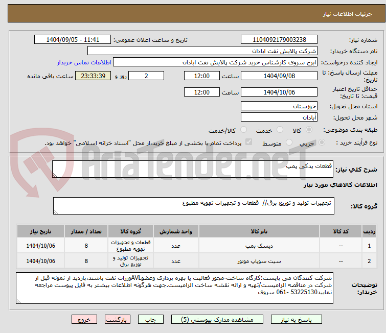تصویر کوچک آگهی قطعات یدکی پمپ