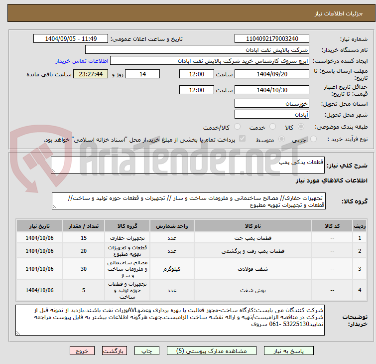 تصویر کوچک آگهی قطعات یدکی پمپ