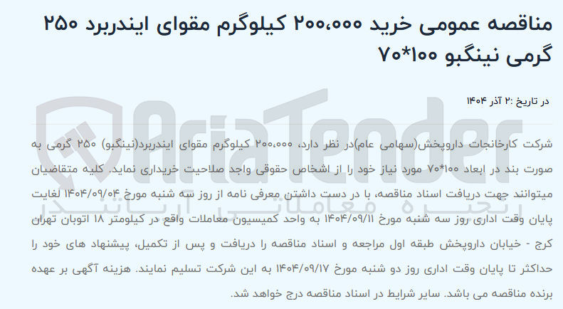 تصویر کوچک آگهی خرید ۲۰۰،۰۰۰ کیلوگرم مقوای ایندربرد ۲۵۰ گرمی نینگبو ۱۰۰ * ۷۰ 