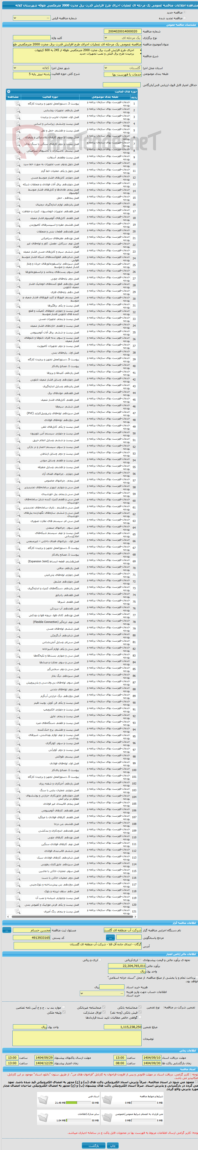 تصویر کوچک آگهی مناقصه عمومی یک مرحله ای عملیات اجرای طرح افزایش قدرت برق مخزن 2000 مترمکعبی طوقه شهرستان کلاله 